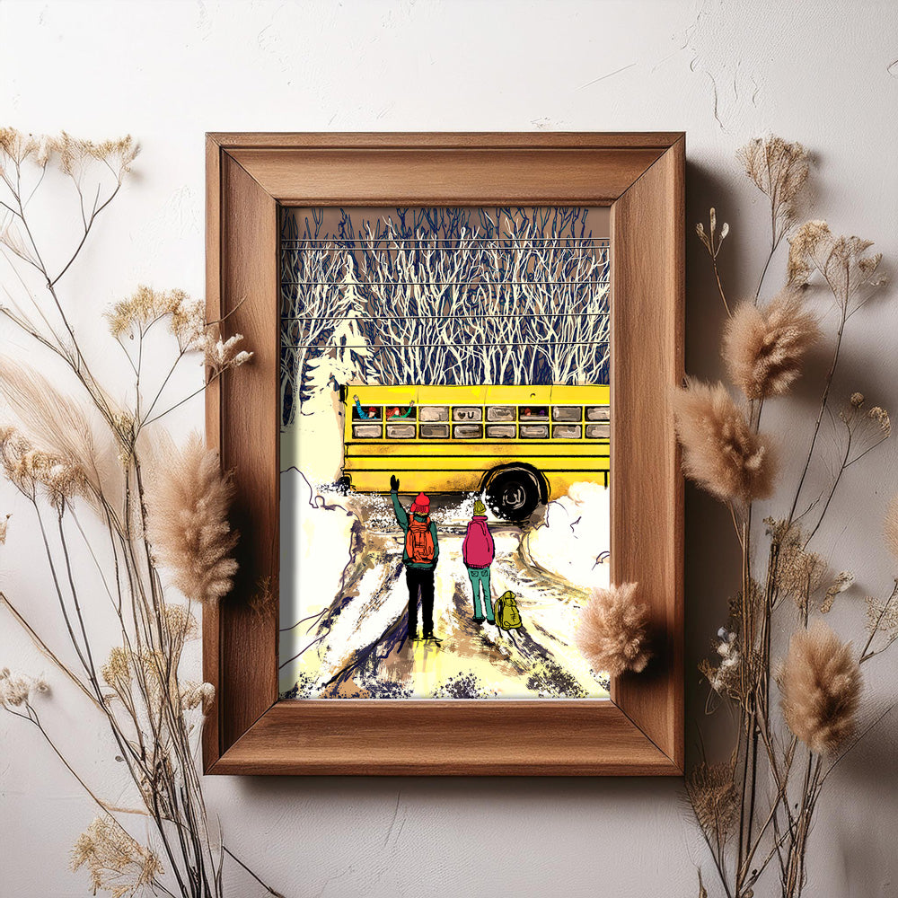 Friends Go By framed and hung with dried flowers – Artwork by Nathan Gowsell Creative