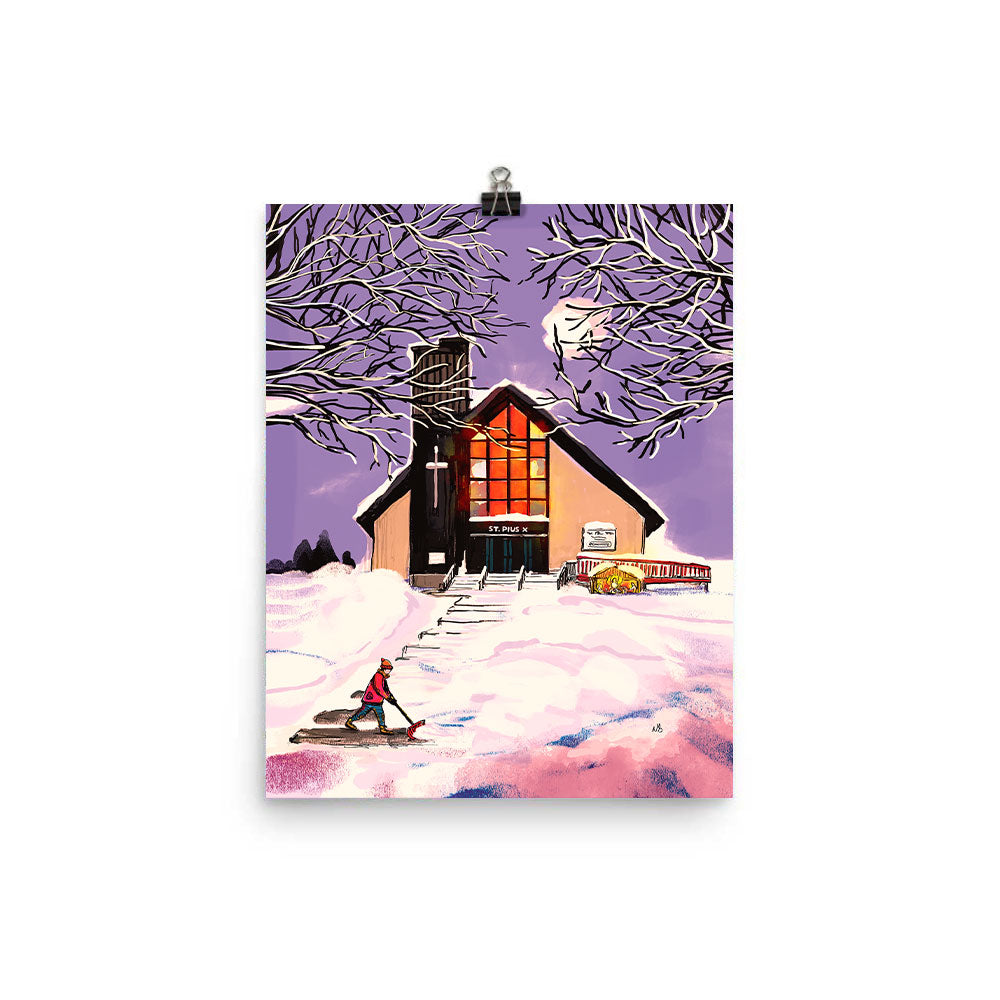 11 x 14 Digital Art Print "Shovelling the Church Steps" by Nathan Gowsell Creative