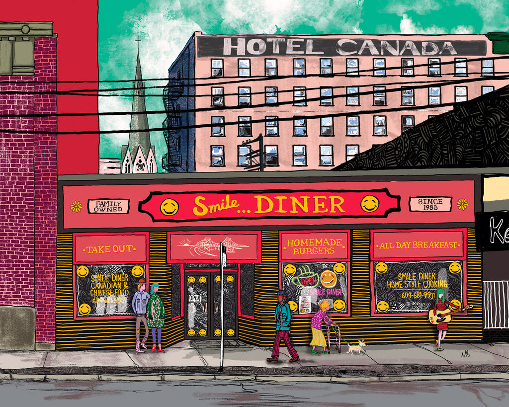 Smile Diner digital art print by Nathan Gowsell Creative
