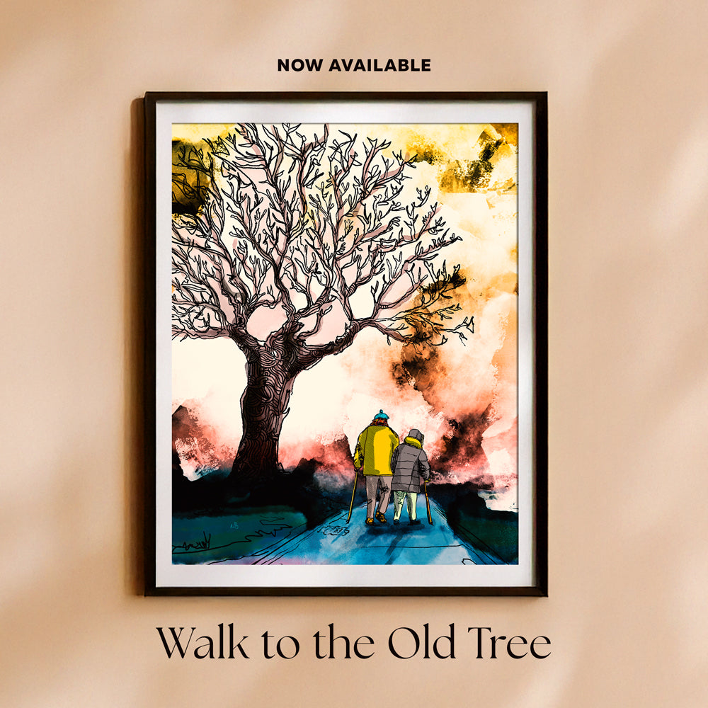 Walk to the Old Tree Artwork by Nathan Gowsell Creative framed and hung.