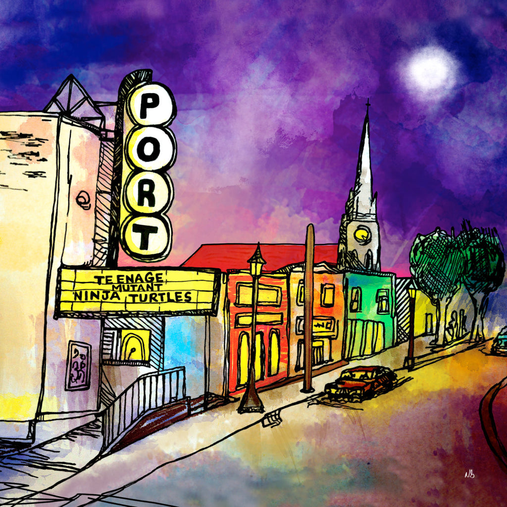 The Port Theatre digital artwork depicting this Cornwall, Ontario landmark.