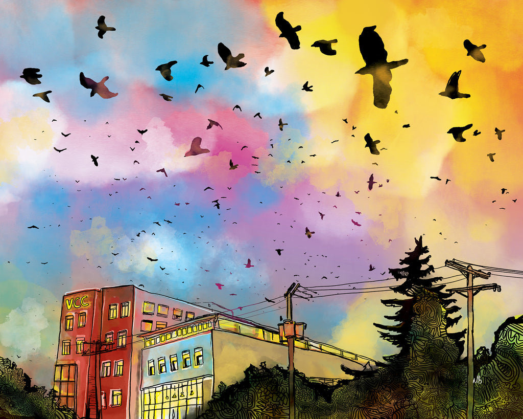 China Creek Crows digital illustration art print